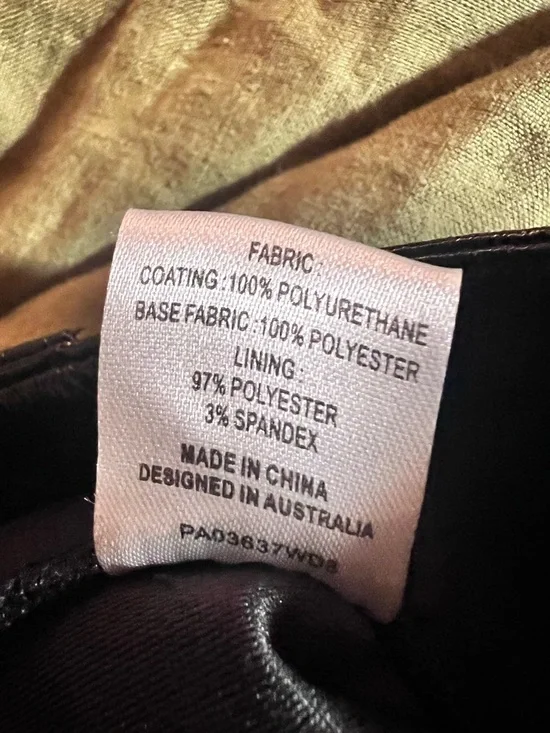 MESHKI Black Oakleigh Straight Leg Patent Pants Faux Leather Black Glossy Small - Picture 6 of 6